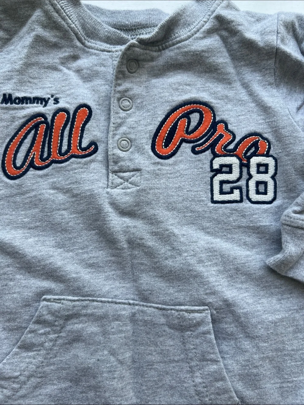 Carter's Gray and Navy 'All Pro 28' One-Piece Bodysuit